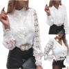 Spring Summer Fashion Lace Long Sleeved V-neck Button Down Shirt for Women