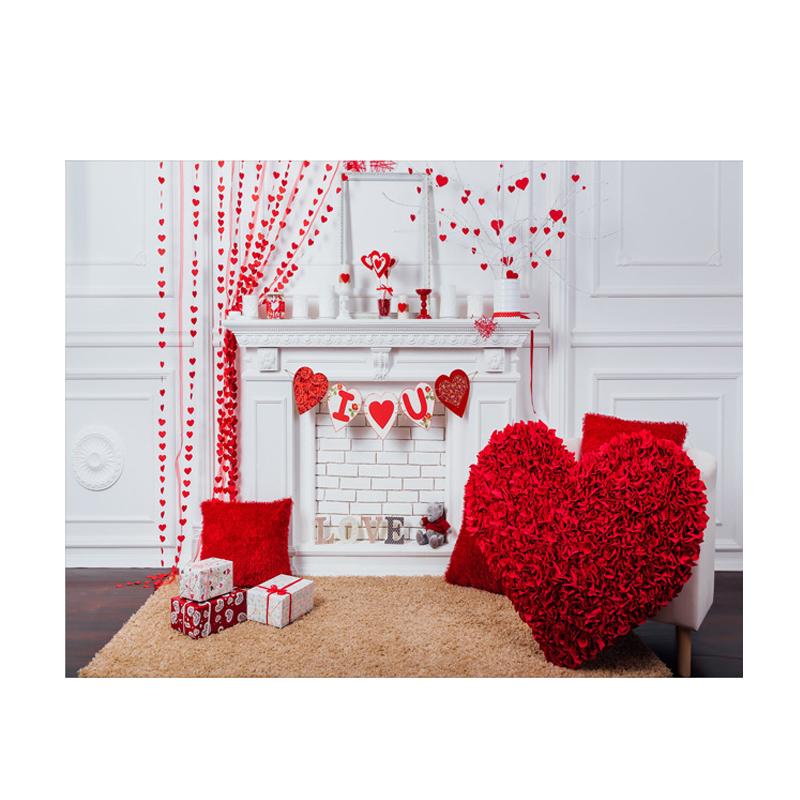Red Rose&Heart Backdrops for Wedding Valentine's Day Birthday Party Background