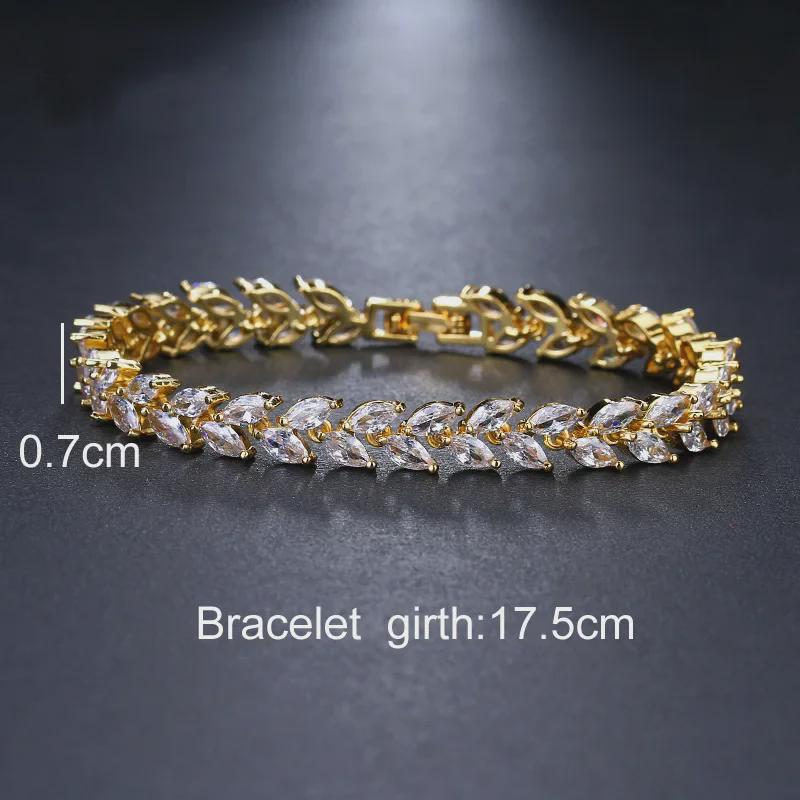Korean Fashion Zircon Leaf Bracelet - Elegant Street Style for Women