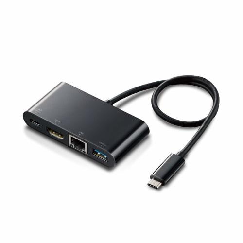 ELECOM Type-C Docking Station C Hub PD Compatible Charging Type-C x 1/USB (3.0) x 1/HDMI x 1/LAN Port 30cm Cable Black DST-C09BK