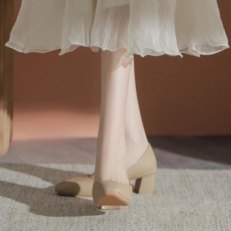 Модные французские ретро женские туфли на высоком каблуке весна осень новые женские туфли удобные универсальные женские кожаные туфли на мягкой подошве грубые одинарные туфли