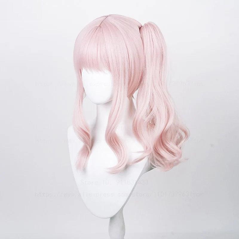 High Quality Akiyama Mizuki Cosplay Wig Light Pink Curly Clip Ponytail Heat Resistant Synthetic Hair Amia Wigs