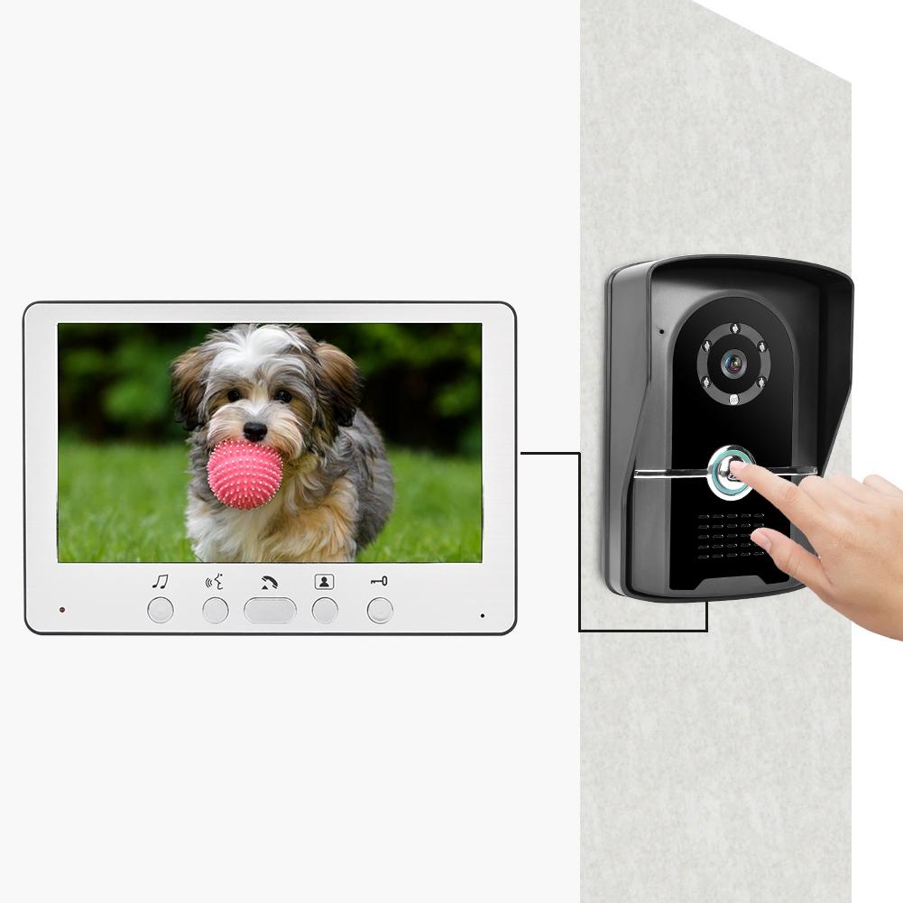 7-дюймовый TFT LCD проводной видеодомофон дверной звонок система внутренней связи ИК ночное видение