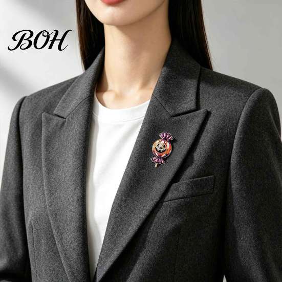 Pumpkin Candy Brooch Halloween Rhinestone Brooch, Men Women Alloy Lapel Pin, Wear-resistant Sweater Cardigan Coat Clothing Accessories, Costume
