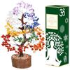 Crocon Seven Chakra Gemstone Tree Feng Shui Figurine | Money Bonsai Good Luck Reiki Healing Crystals | Wealth & Prosperity Decoration Ornament
