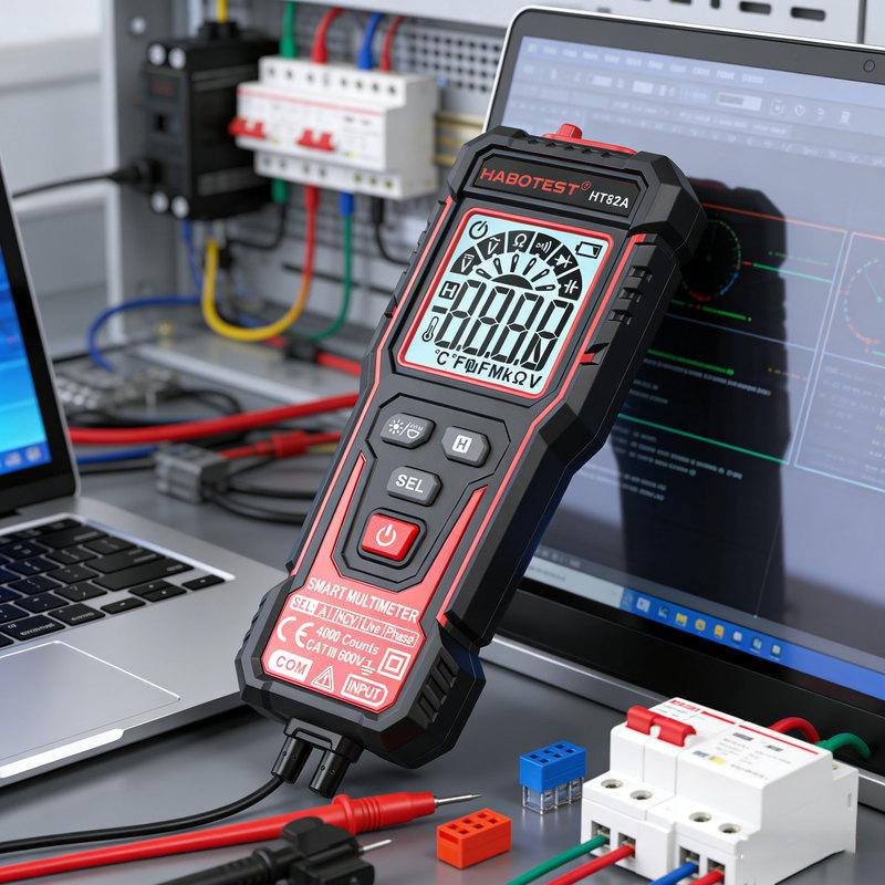 HABOTEST HT82A Digital Multimeter Voltage Tester 4000 Counts 600V AC/DC Volt Meter NCV Phase Sequence Auto Ranging Multimetre