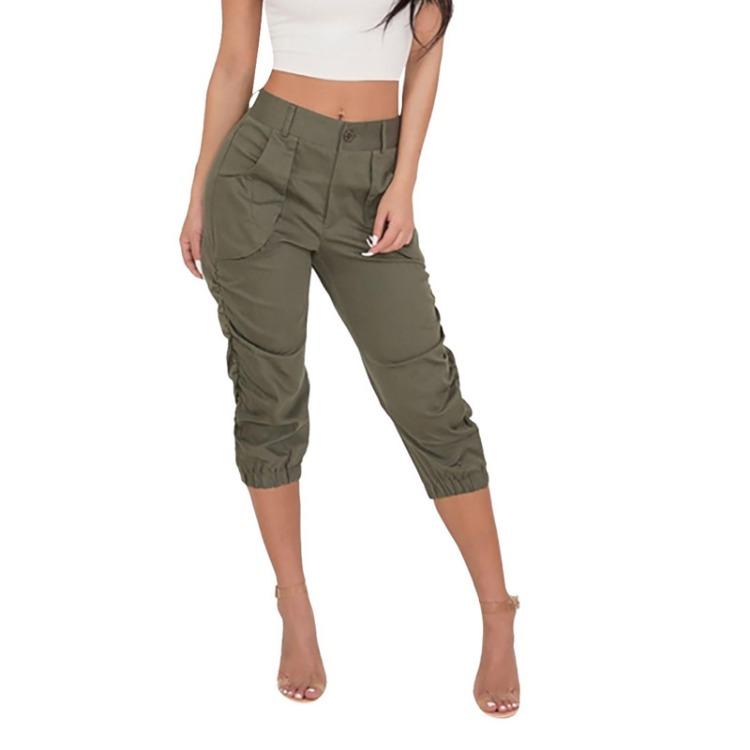 Women Casual Cropped Fashion Workwear Pants Trousers