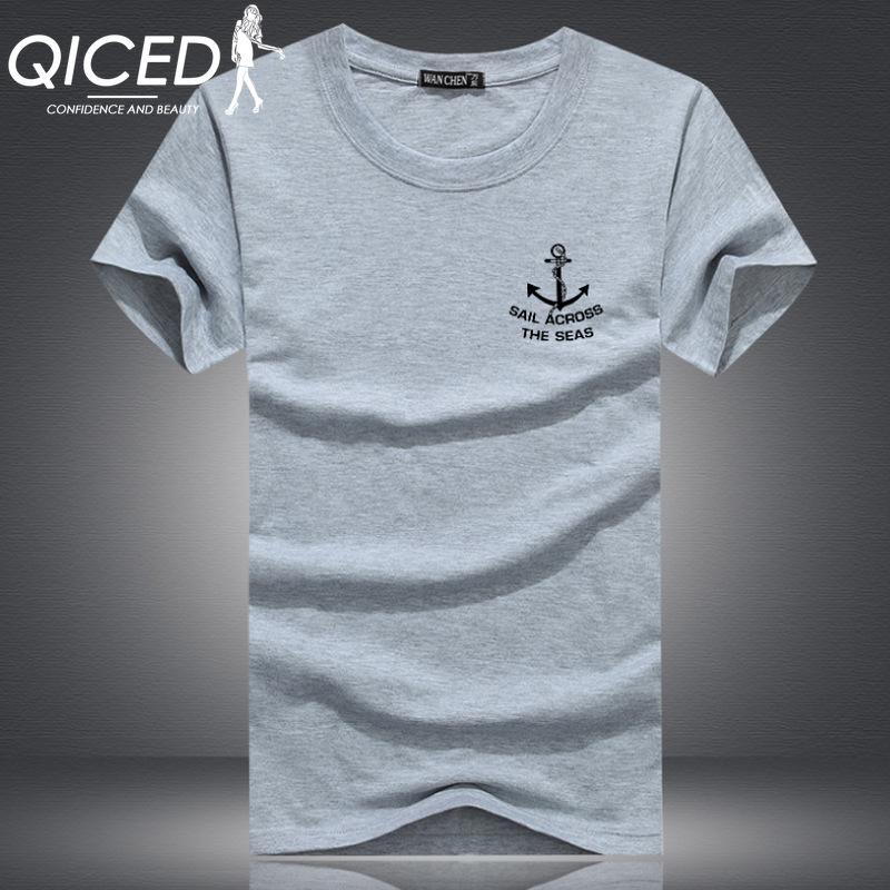 QICED Summer Short-sleeved T-shirt Men's O-neck Trend Bottom Shirt