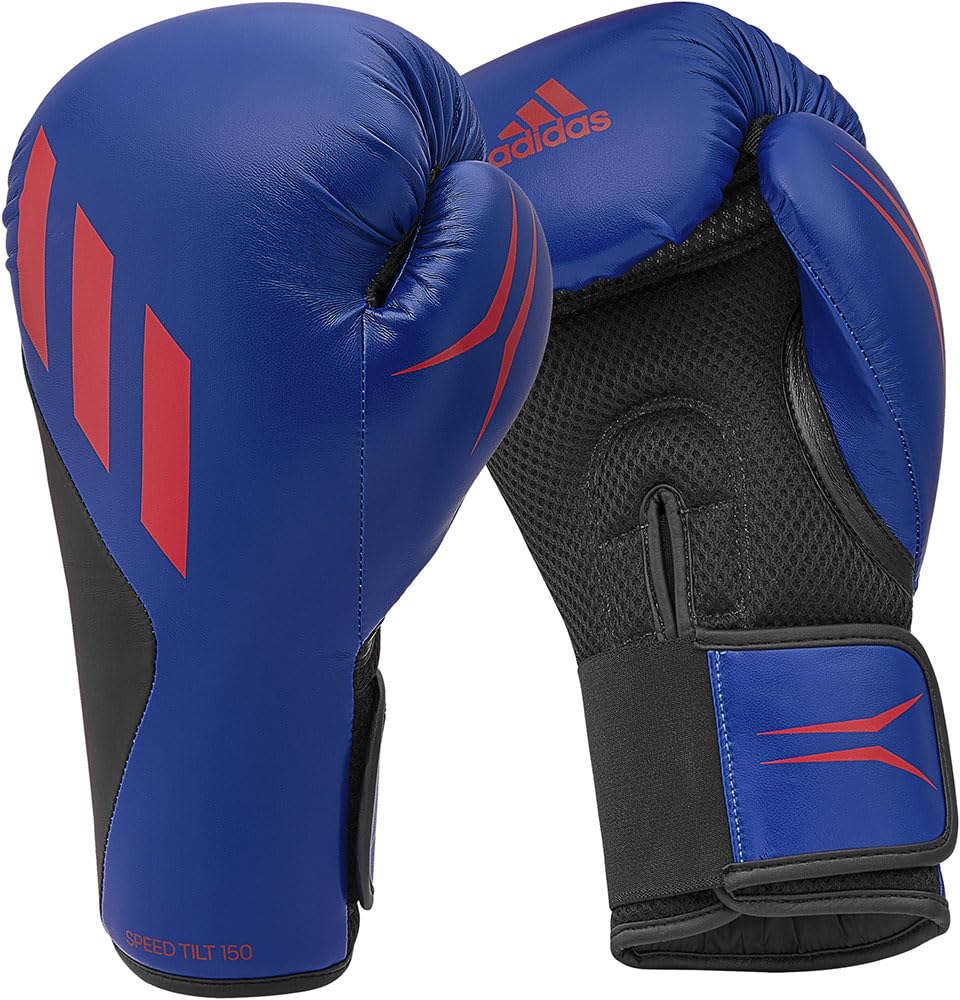 Adidas Боксерские тренировочные перчатки Combat Sports Speed Tilt 150, 8 унций, SPD150TG, Королевский/Матовый черный/Солнечный,