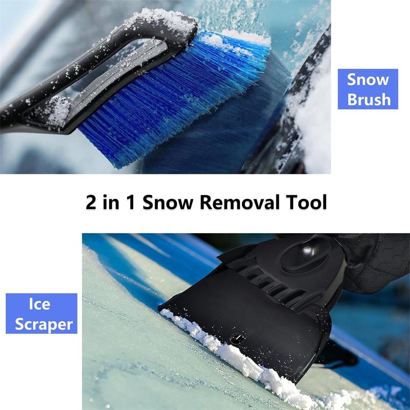 1Pc 2 In 1 Removable Car Ice Scraper with Ergonomic Foam Handle, Winter Snow Brush Scratch-Free Snow Removal Tool