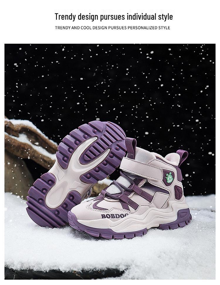 Детские зимние сноубутсы Babudou - Теплые на флисовой подкладке, Нескользящие, Водонепроницаемые уличные ботинки