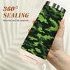 Green Camouflage Print Stainless Steel Insulated Coffee Tumbler Vacuum Thermal Cup, Portable Leakproof Travel Mug for Outdoor Sports