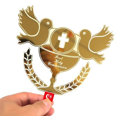 1 шт. баптистский торт топпер голуби Ihs евхаристия золотисто-серебряное украшение для торта