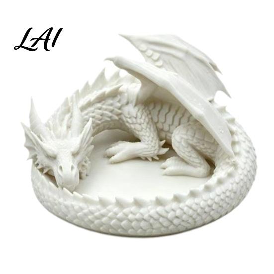 Ring Storage Tray 3D Printed Dragon Jewelry Tray Coiled Figurine Key Bowl Fantasy Necklace Display Stand Desktop Organizer for Earrings Necklaces,