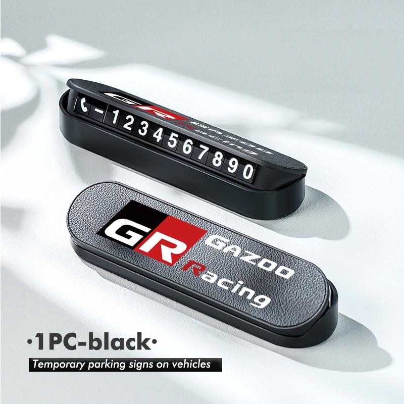 cnkym4 Suede Leather Car Temporary Parking Card Phone Number Plate For Toyota GR MN Corolla Yaris Aygo Prius RAV4 Crown CHR Camry