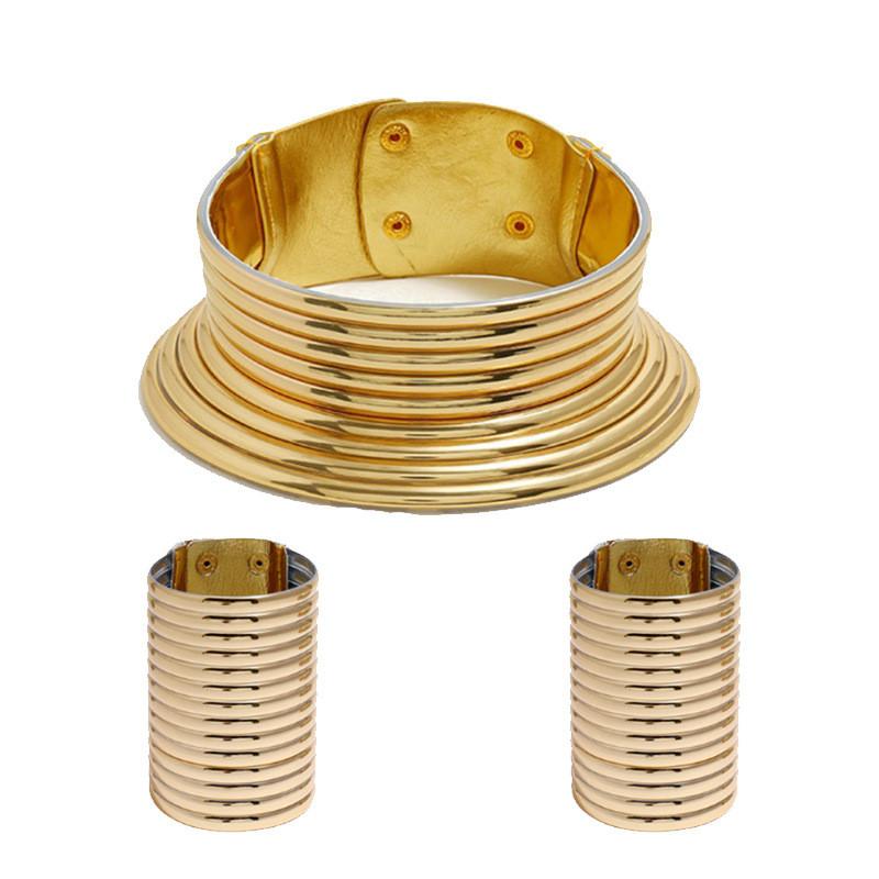 Metal Inspired Folk Choker Necklace With Geometric Design For Festival Wear