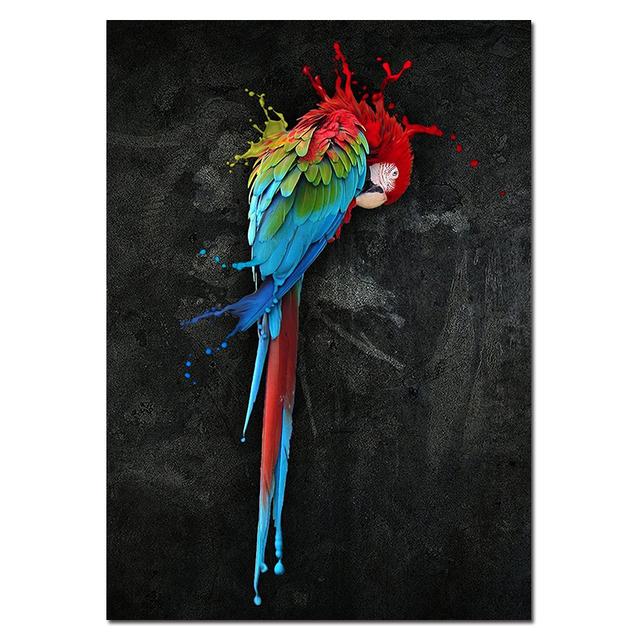 Colorful Beautiful Parrot Bird Graffiti Art Canvas Painting Wall Picture Animals Posters and Prints Living Room Home Decoration No Frame