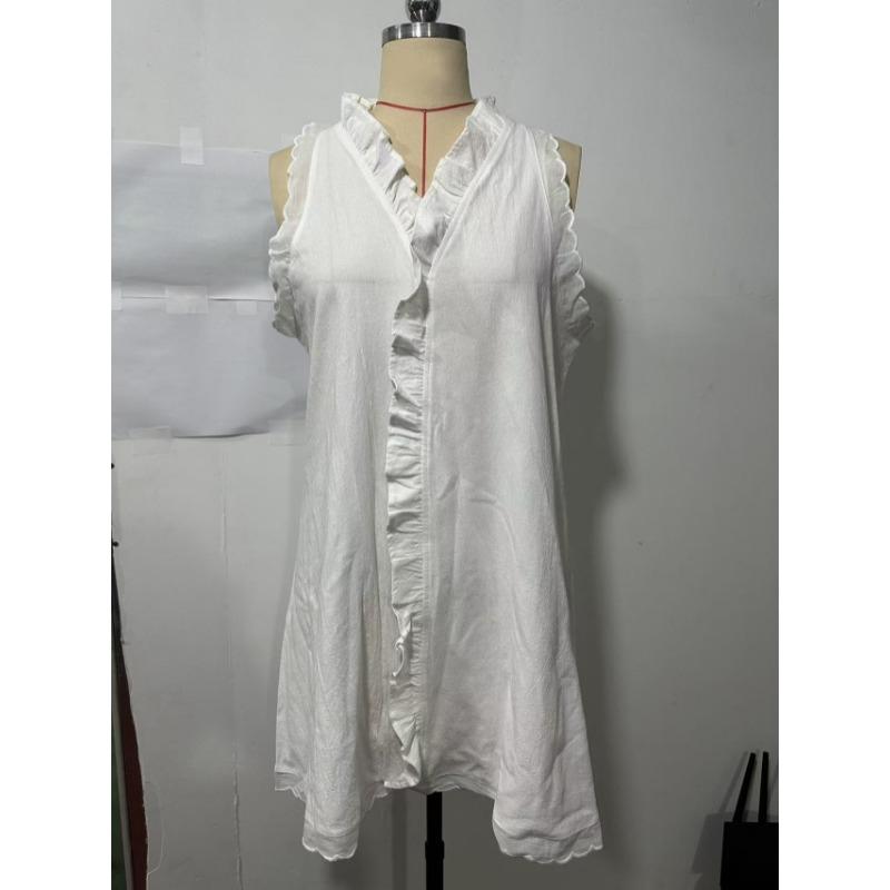 Модное летнее платье без рукавов с оборками, повседневное женское платье с V-образным вырезом, однотонное, свободного кроя, простое, элегантное, милое, А-силуэта, для вечеринок, короткое платье, женская одежда