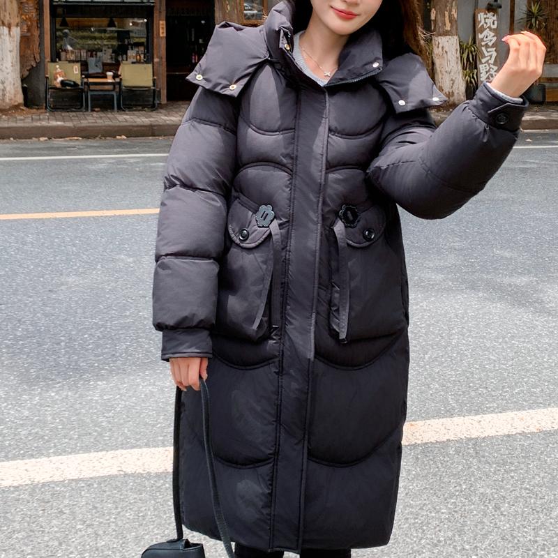 Модные зимние длинные парки для женщин, пальто с капюшоном, свободные толстые теплые женские зимние куртки