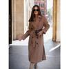 IHUASU Autumn and Winter Simple Long Sleeve Suit Collar Strap Wool Coat for Women Jackets & Coats