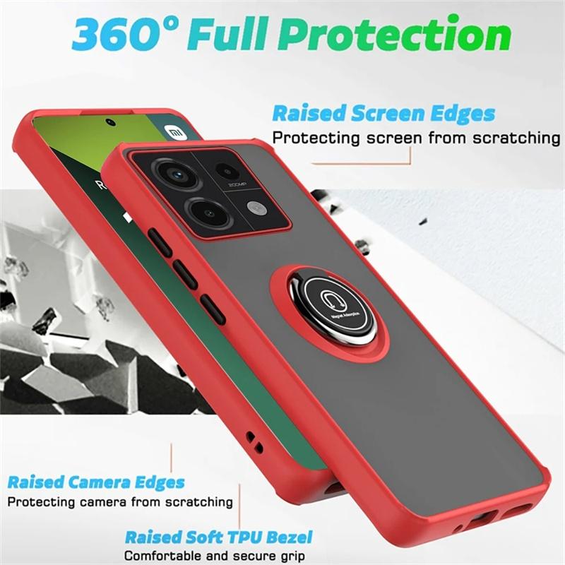 Чехол для Xiaomi Redmi Note 13 Pro Plus 5G из ТПУ с магнитным кольцом-подставкой и защитой от падения на 360°