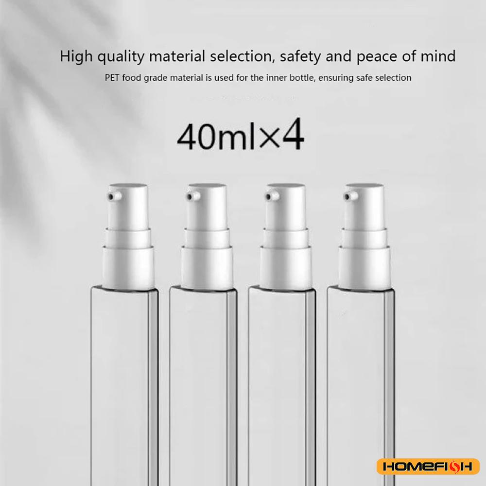 Xiaomi Travel Toiletry Organizer: 4-Chamber All-in-One Squeeze Bottle Set – For Shampoo, Lotion & Gel, Space-Saving Trip Container