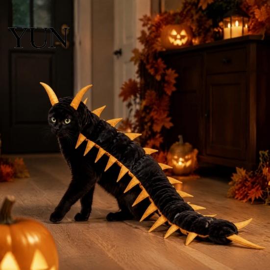 Humorous Multi Legged Cat Suit Centipede-Look Costume, Halloween Pet Outfit, Stuffed Plush Segmented Body with Unique Party Clothing