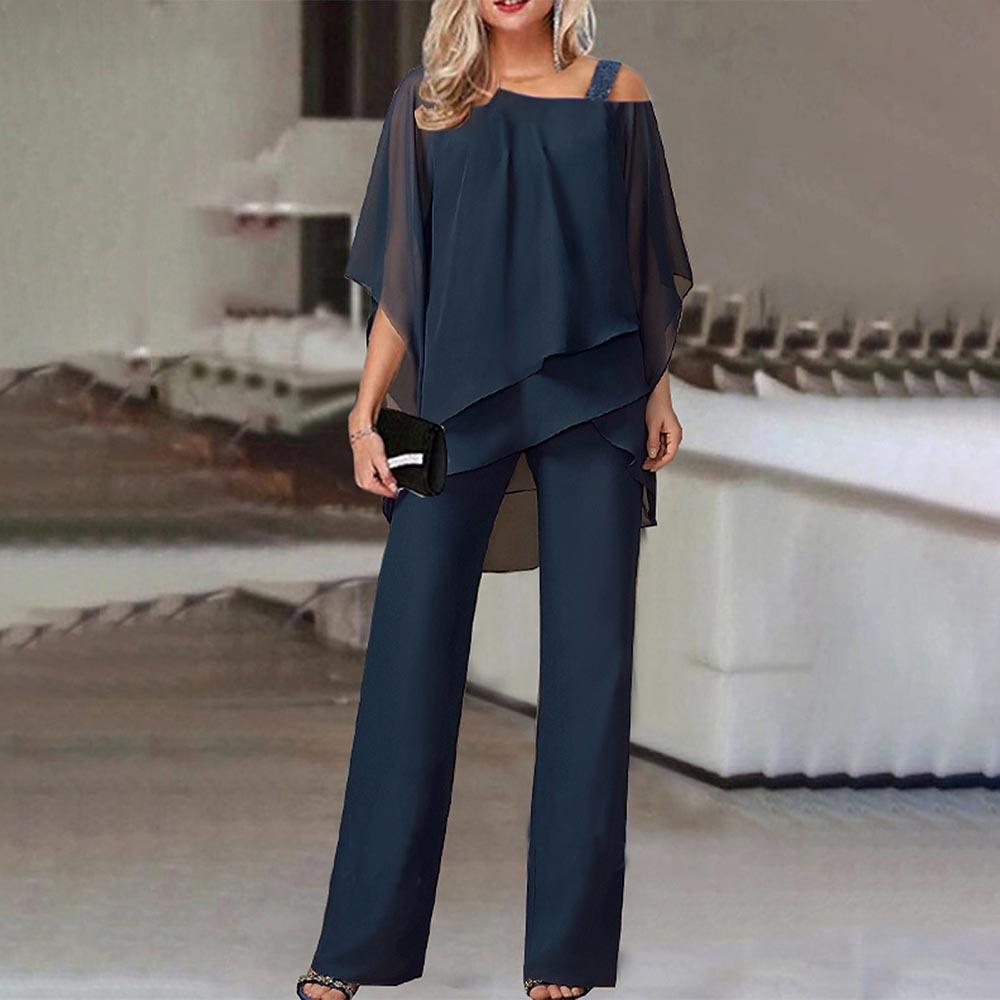 Women's Two-piece Lapel Long Sleeved Shirt Casual Solid Color Pants Wide Leg Set