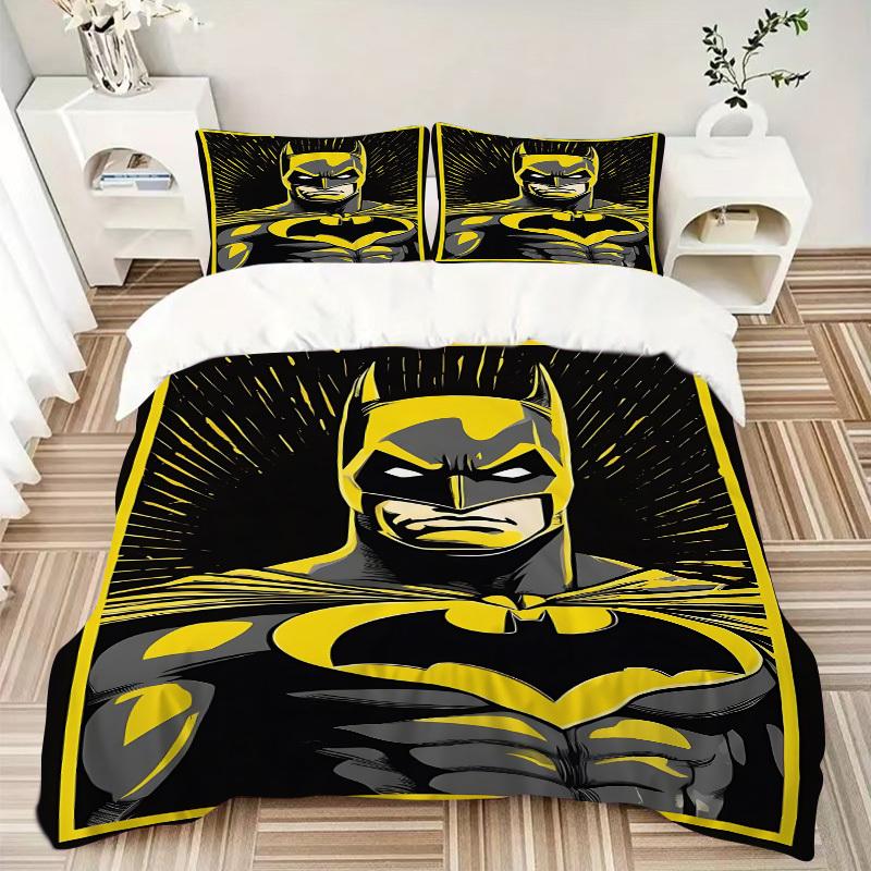 3pcs Batman, Superhero Duvet Cover Set, 1 Duvet Cover + 2 Pillowcases (No Insert), Cozy Bedding, Bedroom Set, Easy Care, Durable yy251103096