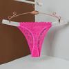 Crystal Rhinestone Thong Mid Waist Mesh Briefs Breathable Lace Flower Panties  Girl
