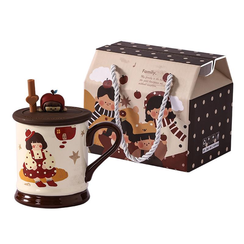 Время с детьми Ретро керамическая кружка Набор для мероприятий Подарок Высокоценная чашка для воды Кофейная чашка Сувенир