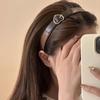 Pu Leather Alloy Heart Buckle Wide Hairband For Women Girls Wide Headband Retro Simple Hair Accessories