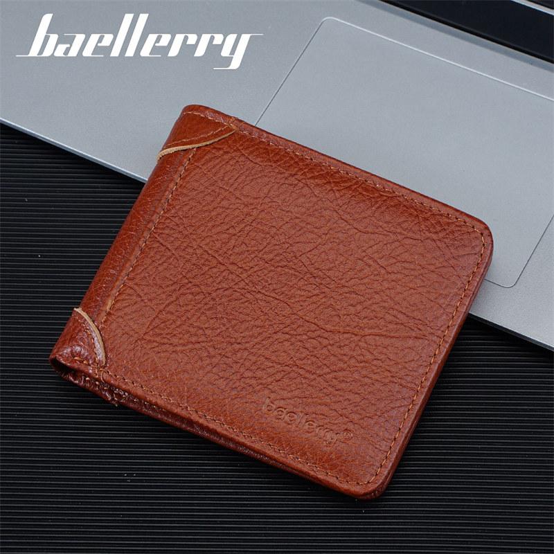 Baellerry Винтажный дизайн Натуральная кожа Короткие кошельки для мужчин Бизнес Держатель для ID-карт Сумки для наличных Денежный кошелек