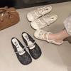 Mesh Breathable Bag Head Half Drag Women 2025 Summer New One-word Casual Flat Bottom Outer Wear Round Head Soft Bottom Slippers