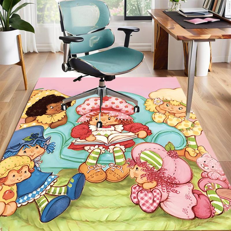 1pc Strawberry Princess4 Design Area Rug - Non-Slip, Soft & Cozy Floor Mat for Living Room, Bedroom, Office - Indoor/Outdoor Decorative Carpet