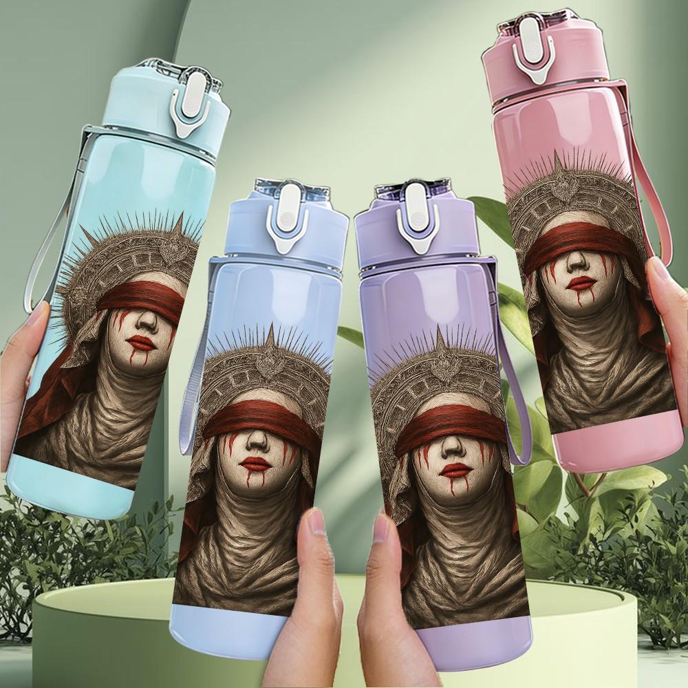 1PC Thorn Crown Woman Portrait 750ml Color Plastic Sports Water Bottle Leakproof Flip Straw Lid Suitable for Sports Office Home Use
