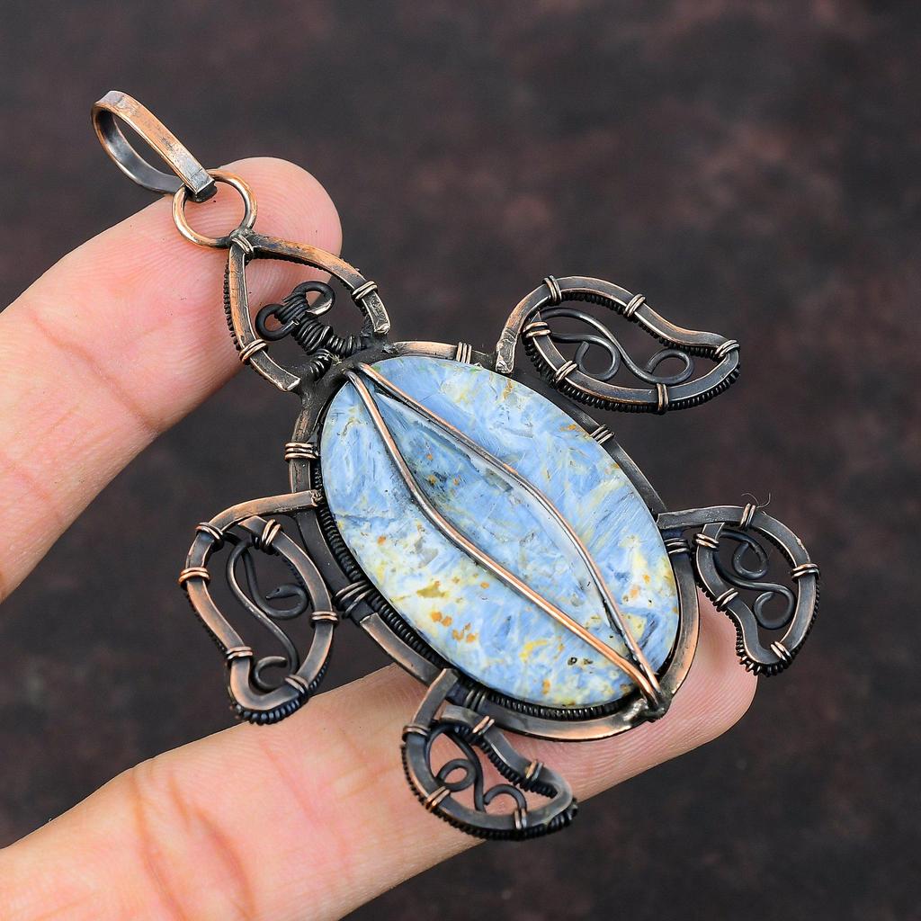 Кулон Pietersite, медная проволока, кулон, ювелирные изделия ручной работы, кулон с драгоценным камнем, медная проволока, завернутая в ювелирное изделие, кулон в виде черепахи, подарок для жены