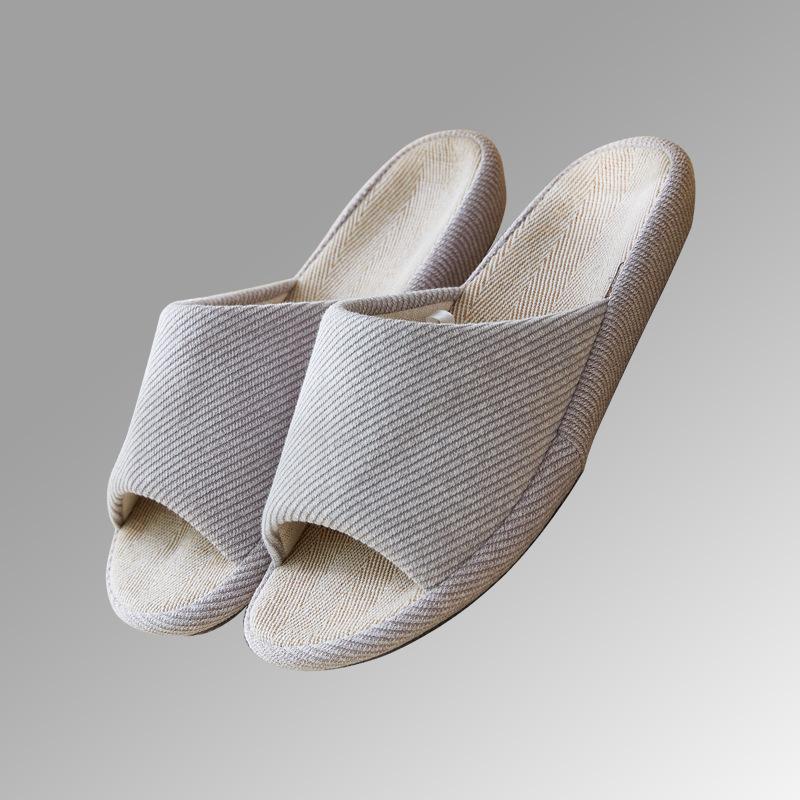 Strictly Selected, Japanese-style Vertical Stripes, Spring and Summer Thick-soled Linen Home Four-season Couple Home Basin Bottom Slippers