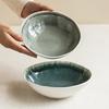 Ретро Стиль Открытая Печь Зеленая Керамическая Миска Посуда Бытовая Тарелка Миска Круглая Салатница Миска для Рамена Суповая Миска
