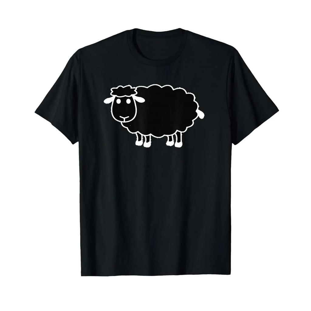 Black Sheep T Shirt Vintage Washed Top For Everyday Wear Soft Versatile Stretched Breathable Homme Slightly Designer Clothes