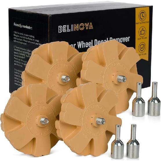2 Pack Decal Remover Eraser Wheel Adhesive Remover With Adapter 4 Inch Rubber Eraser Wheel For Drill Removes Car Decal Vinyl Tape Graphics Ptripe
