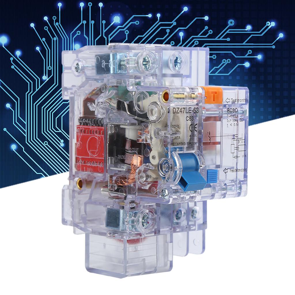 DZ47LE63 1P+N C63 автоматический выключатель прозрачный бытовой выключатель утечки на землю