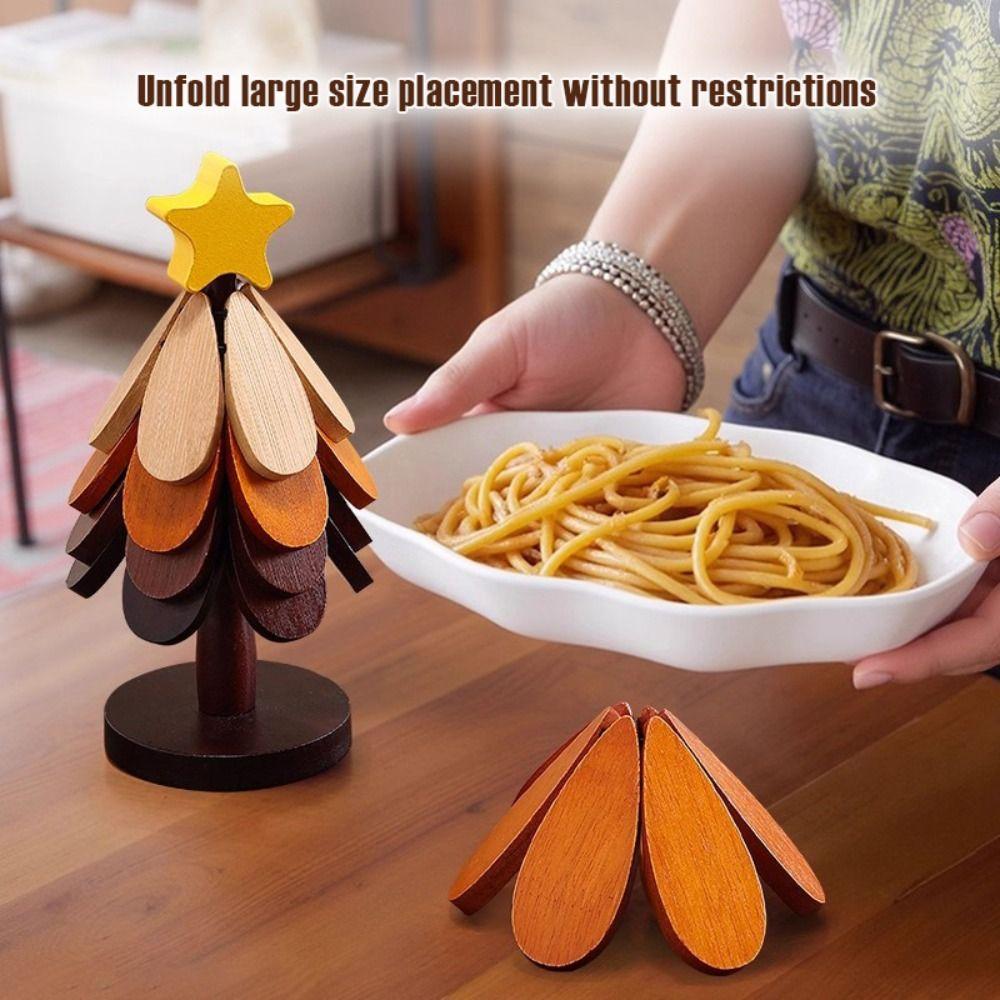 3/4/5-Layers Heat-resistant Trivet Tree-shaped Cup Pad Multi-functional Coaster Set  Kitchen