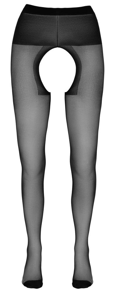 Cottelli LEGWEAR - Black Open Crotch Tights 2