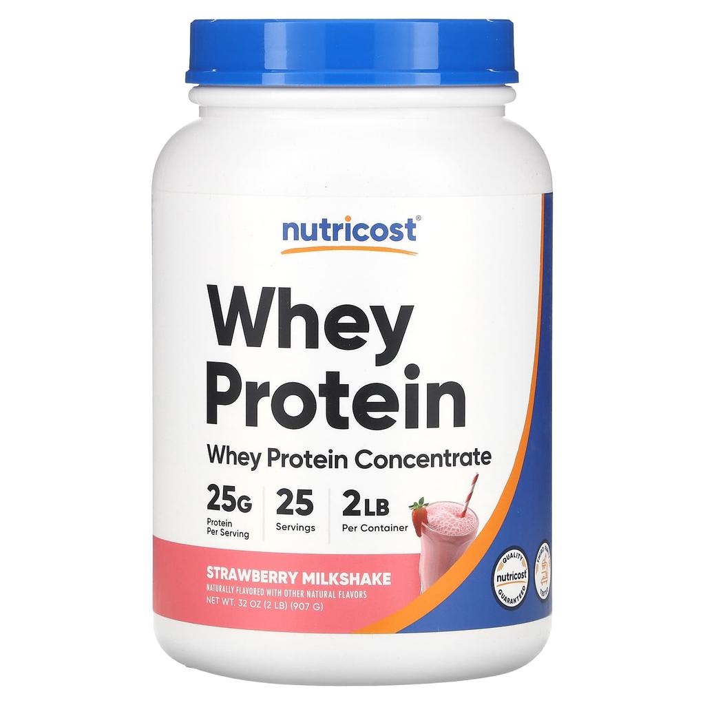 Nutricost Whey Protein Concentrate, Strawberry Milkshake, 2 Lb (907 G)