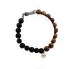 Stones and Minerals. Finnish Labradorite Bracelet + Matte Black Onyx Beads + 8 Mm Wood. Made In France.