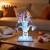 Halloween Tabletop Decorations Lighted Spooky Dead Tree Decor, Ghost Face Haunted Desktop Ghostly Decor with Pumpkin Spider LED String Lights,