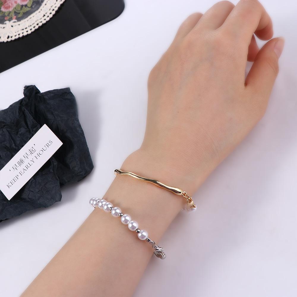 Metal Girl Gift Temperament Baroque Women Bracelet Korean Style Jewelry Pearls Bracelet Copper