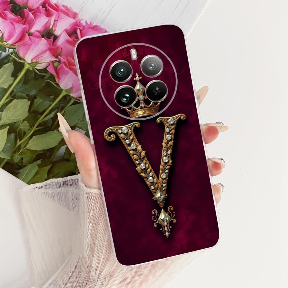 Для Realme 12+ 12X 12 5G Чехол для телефона с королевской короной и инициалами для пары Для Realme12 5G 12Plus 12X Мягкий силиконовый TPU Чехол-бампер