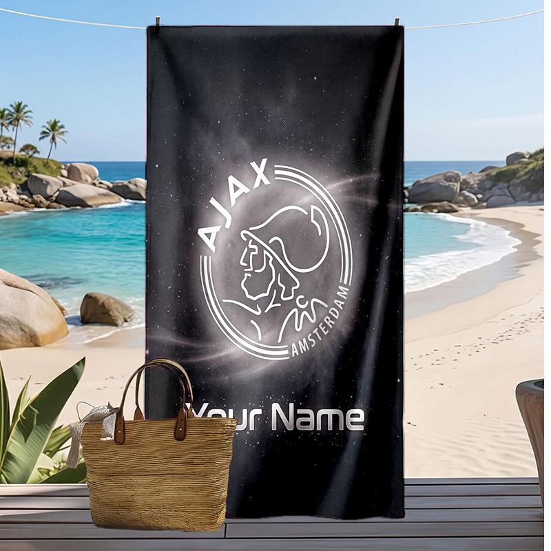 Ajax Amsterdam Personalized Printed Beach Towel Soccer Logo Support Custom Name Text Absorbent Towel For Sport Travel Special Gift